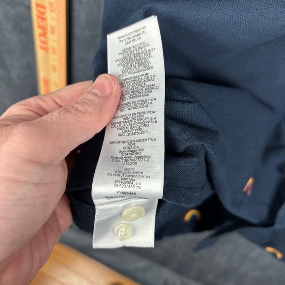 Original Penguin Navy Button Up with Rainbows Men’s Sz XL - Picture 7 of 10